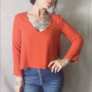 aritzia. WILFRED Papaya V Neck Blouse